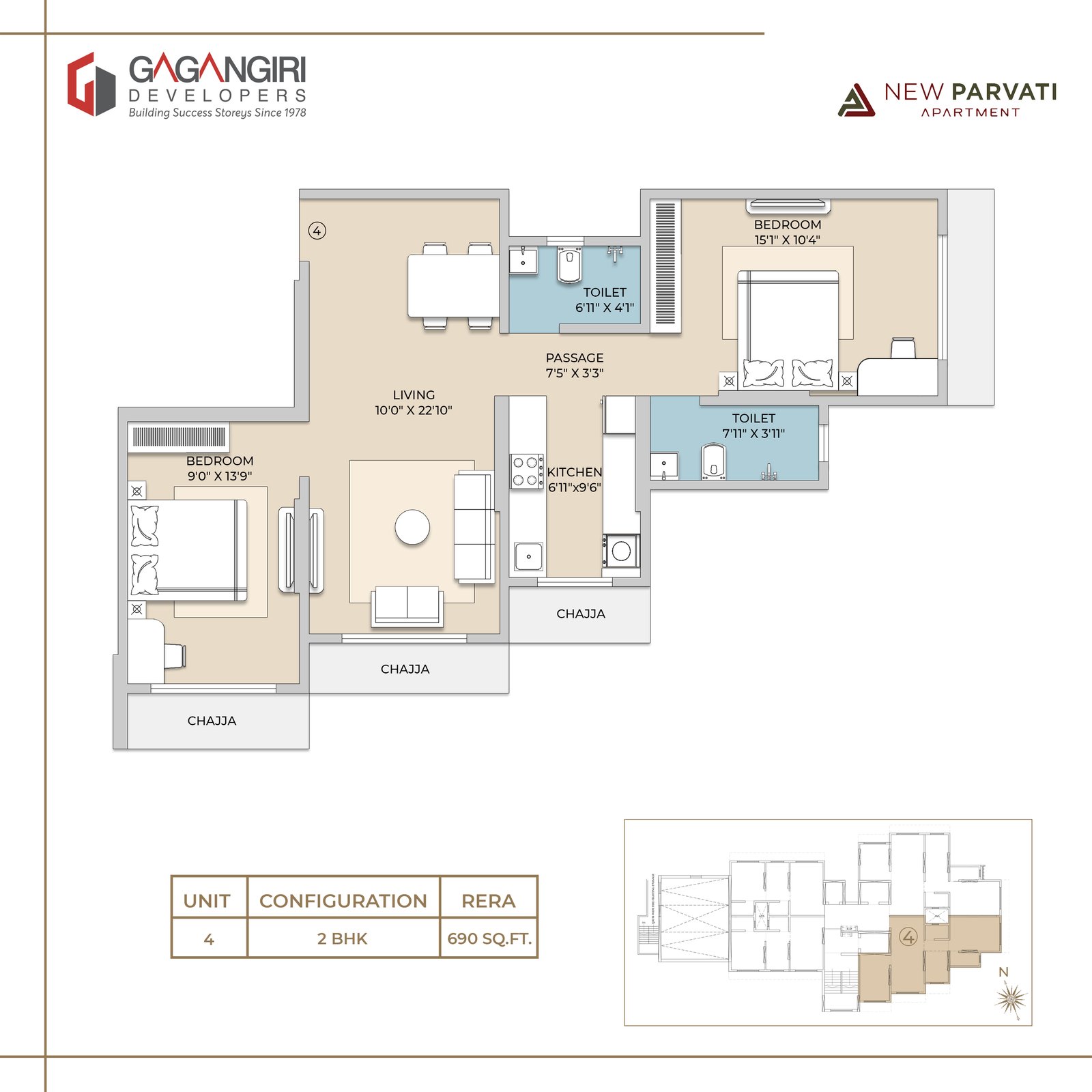 Unit 04 Plan - 14th-18th Floor